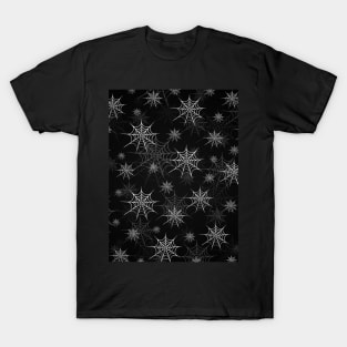 spider webs black and white print T-Shirt